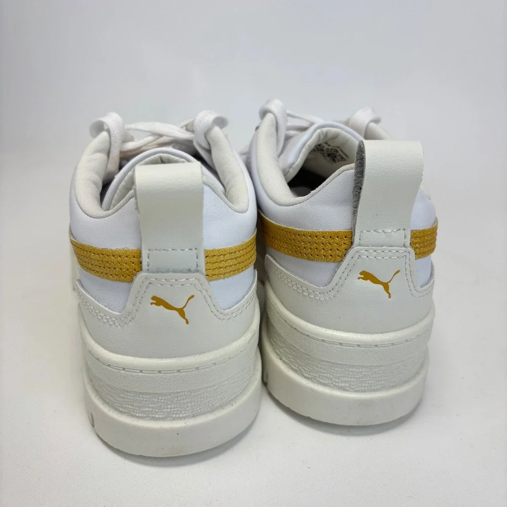 Puma Mayze Lux Sneakers Womens 8‎ White Gold New Platform Chunky 401261-02